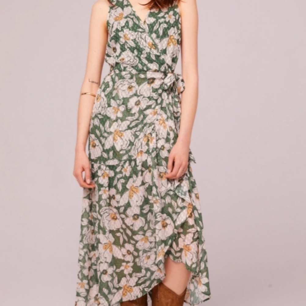 Women's Maxella Floral Sleeveless Wrap Maxi Dress Sz L New - Picture 1 of 7